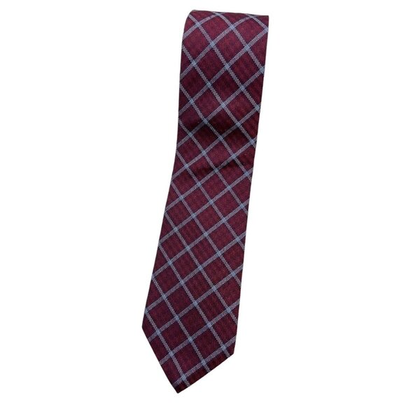 BROOKS BROTHERS Men's 100% Silk Necktie DESIGNER Tie Burgundy Tartan W:3.2" EUC